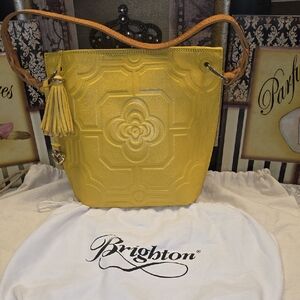 EUC Brighton Yellow Embossed Bucket Bag